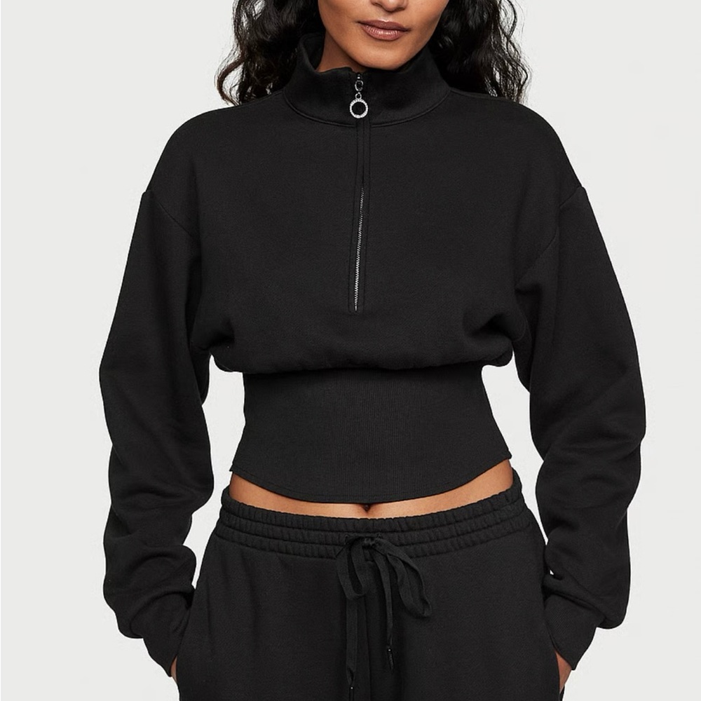 VICTORIA'S SECRET
Cotton Fleece Corset Half-Zip Mock Neck Pullover
